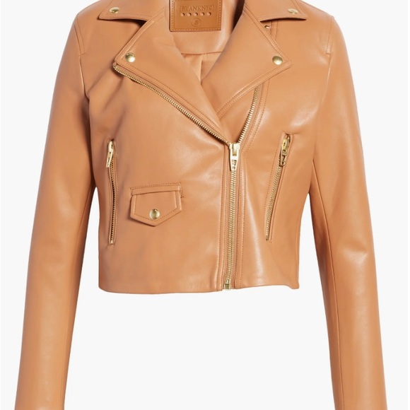 NWT Blank NYC Camel Faux Leather Moto Jacket - Picture 5 of 8